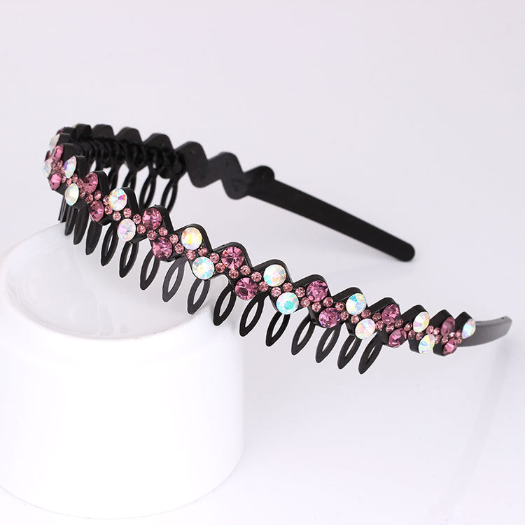 Wholesale Rhinestone Black Full Diamond Wave Fashion Headband